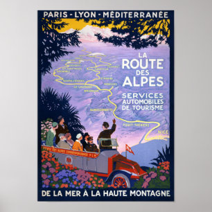 La route des Alpes Vintage Reiseplakat Poster