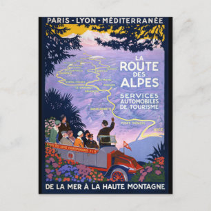 La route des Alpes Vintage Reiseplakat Postkarte