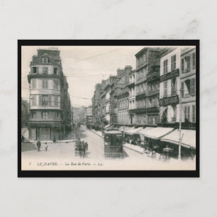 La Rue de Paris, Le Havre, Frankreich Vintag Postkarte