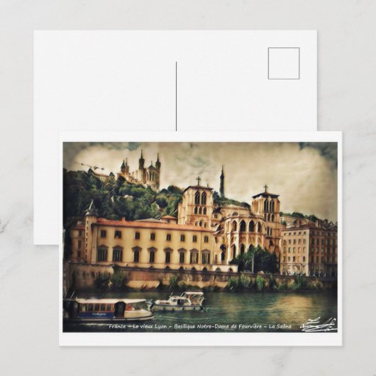 La Saône - Lyon Postkarte (Vorne/Hinten)
