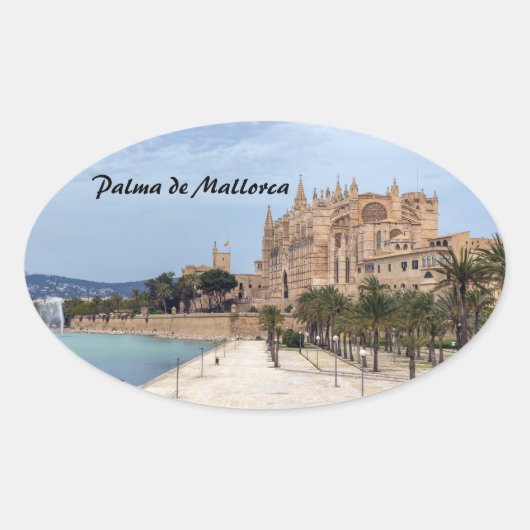 La Seu, die Kathedrale von Palma de Mallorca - Spa Ovaler Aufkleber (Vorderseite)