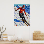 LA SKIEUSE (The Skier) - Original Art Deco Artwork Poster (Küche)