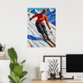 LA SKIEUSE (The Skier) - Original Art Deco Artwork Poster (Heimbüro)