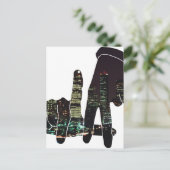 LA Skyline Hände Postkarte (Stehend Vorderseite)