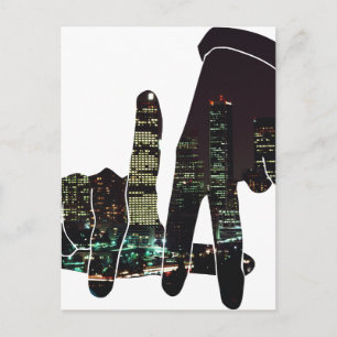 LA Skyline Hände Postkarte