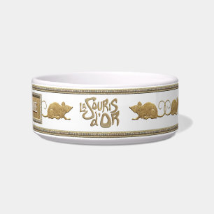 La Souris d'Or, Weiße und goldene Namensplatte Napf