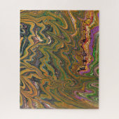 La Strada 2 Green and Gold Abstrakt Puzzle (Vertikal)