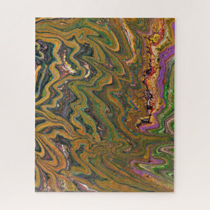La Strada 2 Green and Gold Abstrakt Puzzle