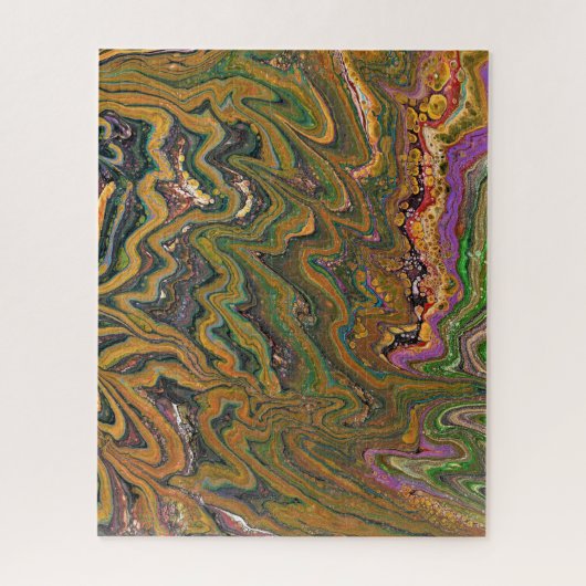 La Strada 2 Green and Gold Abstrakt Puzzle (Vertikal)