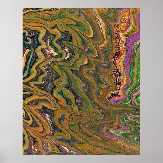 La Strada 2 Green Gold Abstraktes Poster (Vorne)