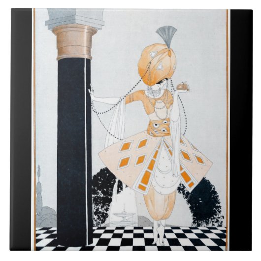 La Sultane - Vintag modische Art-Déco-Dame Fliese (Vorderseite)