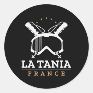 La Tania Frankreich Skigebiet Vintage Skifahren Sn Runder Aufkleber