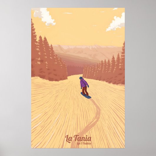 La Tania Snowboarden Reiseplakat Poster (Vorne)