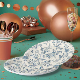 La toile de Jouy Blau Vintage-Blumenmuster Pappteller