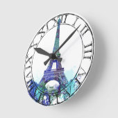 La tour Eiffel farbenfroh Runde Wanduhr (Winkel)