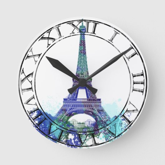 La tour Eiffel farbenfroh Runde Wanduhr (Vorderseite)