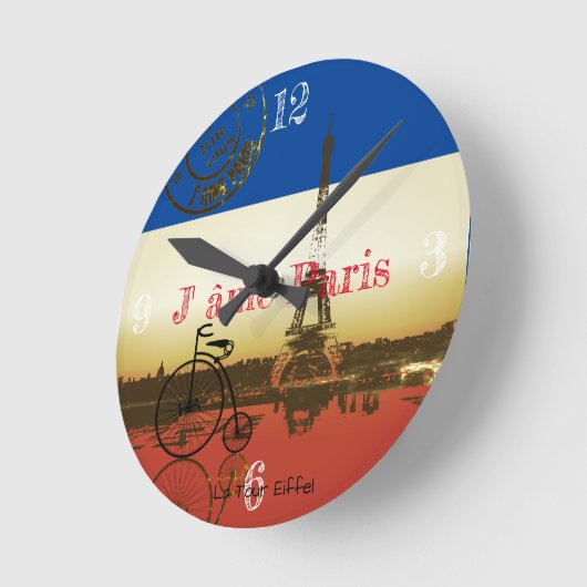 La Tour Eiffel Poster Runde Wanduhr (Winkel)