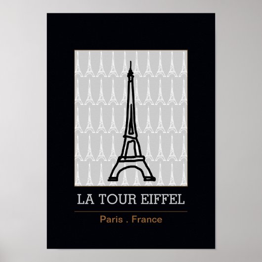 La Tour Eiffel / Schwarz/Weiß Poster (Vorne)