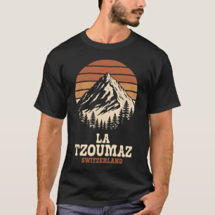 La Tzoumaz Schweiz Ski T-Shirt   Retro Alpen