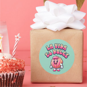 La Vida es Dulce Concha Rosa Pan Dulce Shirt Runder Aufkleber