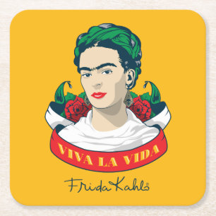 La Vida Frida Kahlos   Viva Rechteckiger Pappuntersetzer