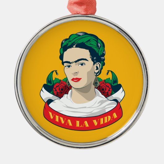 La Vida Frida Kahlos | Viva Silbernes Ornament (Vorne)