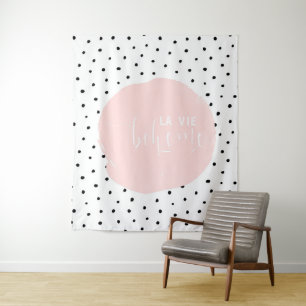 LA VIE BOHEME - Typografie Polka Dot Dots Dance Wandteppich