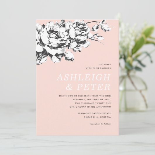 La Vie en Rose Florenz Einladung zur Hochzeit - Ro (Stehend Vorderseite)