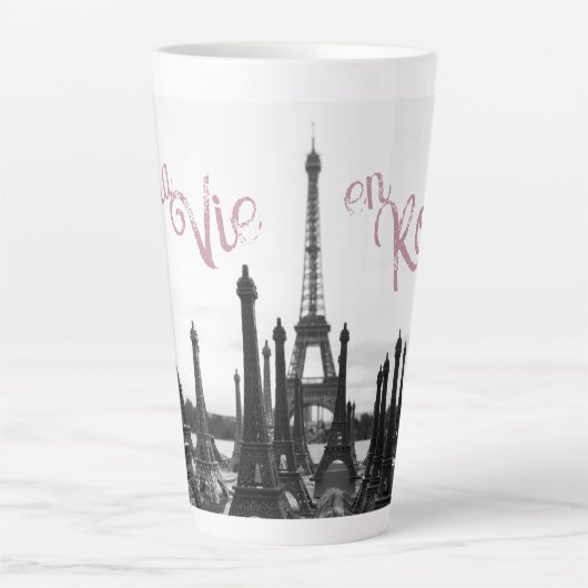 La Vie en Rose Paris Eiffel Tower Latte Tasse (Vorderseite)