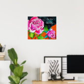 La Vie En Rose Zitat mit Aquarell Roses Poster (Heimbüro)