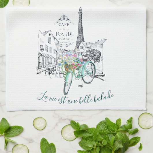 La vie est une belle balade geschirrtuch (Gefaltet)