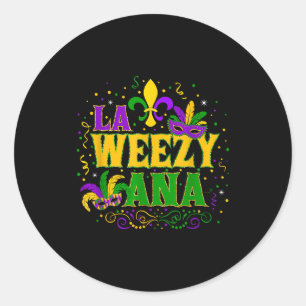La weezy ana Karneval New Orleans Mardi Gras Fleur Runder Aufkleber