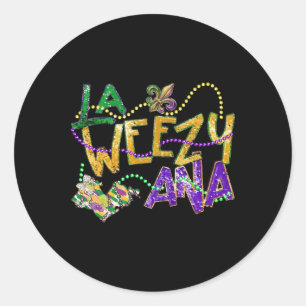 La Weezy Ana Mardi Gras Louisiana Fat Dienstag Wom Runder Aufkleber