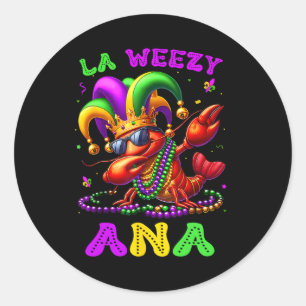 La Weezy Ana Mardi Gras Louisiana Funny Dabbing Cr Runder Aufkleber