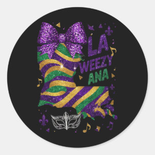 La Weezy Ana Mardi Gras Louisiana Karte Dienstag Runder Aufkleber