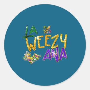 La Weezy Ana Mardi Gras Perlen New Orleans Karneva Runder Aufkleber