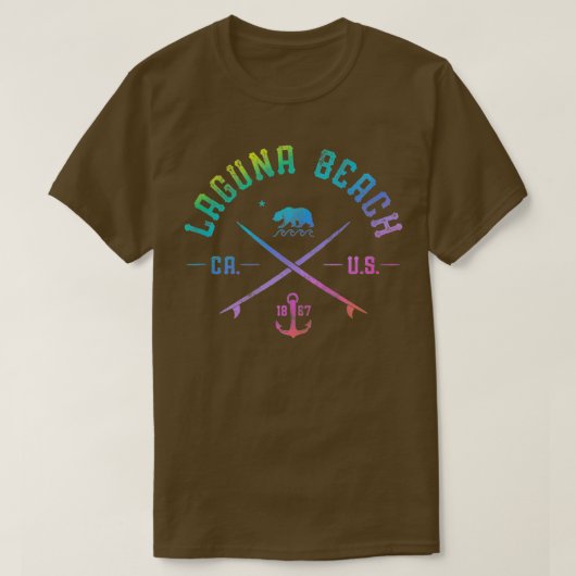 Laa Beach California Rainbow Surfing Beach Arts T T-Shirt (Design vorne)