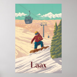 Laax Schweiz Snowboarden Reiseplakat Poster