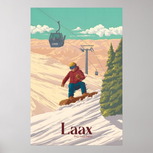 Laax Schweiz Snowboarden Reiseplakat Poster (Vorne)