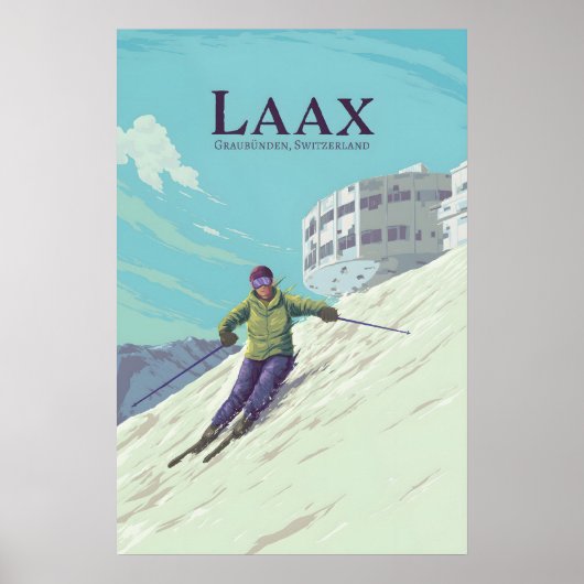 Laax Skigebiet Reiseplakat v2 Poster (Vorne)