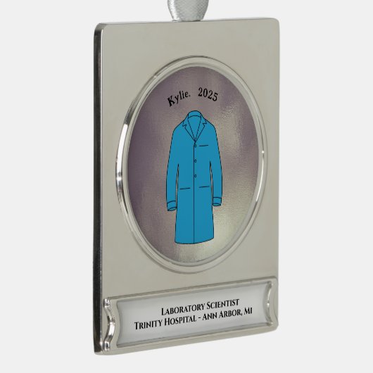 Lab Coat Ceremony Keepsake Scientist Banner-Ornament Silber (Rechts)