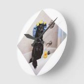 Lab Labrador Hund Funny Bath Time Runde Wanduhr (Winkel)