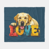 Lab Liebe Labrador Illustration Türkisblaue Hunde Fleecedecke (Vorderseite (Horizontal))