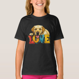 Lab Love Labrador Illustration | Girls Dog Graphic T-Shirt