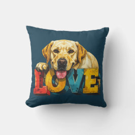 Lab Love Labrador Illustration Teal Blue Dog Lover Kissen