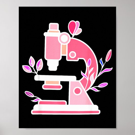 Lab Science Floral Microscope Biologist Science Va Poster (Vorne)