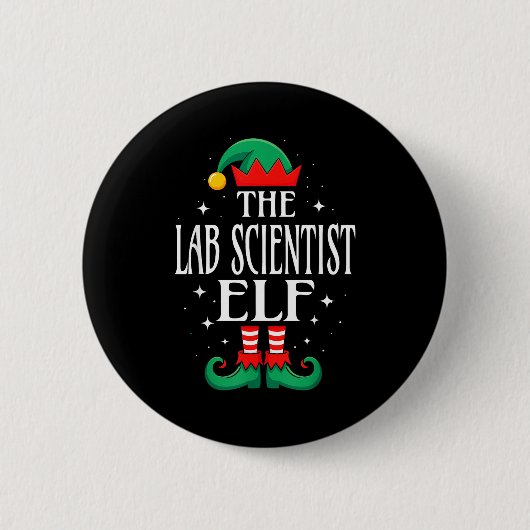 Lab Scientist Elf Job Title Funny Christmas Matchi Button (Vorderseite)