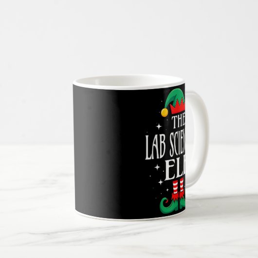 Lab Scientist Elf Job Title Funny Christmas Matchi Kaffeetasse (VorderseiteRechts)