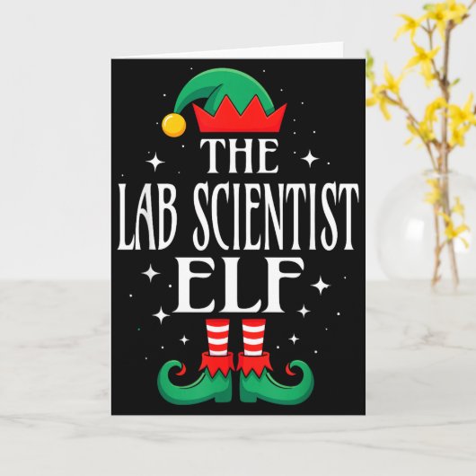 Lab Scientist Elf Job Title Funny Christmas Matchi Karte (Gelbe Blume)