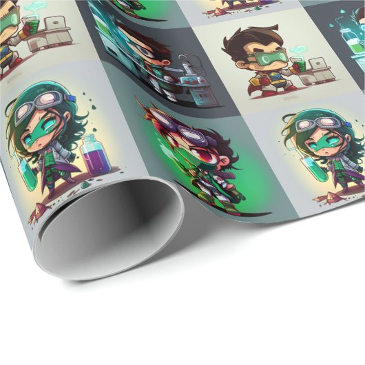 Lab Tech Super Hero Geschenkpapier (Rolleneckpunkt)
